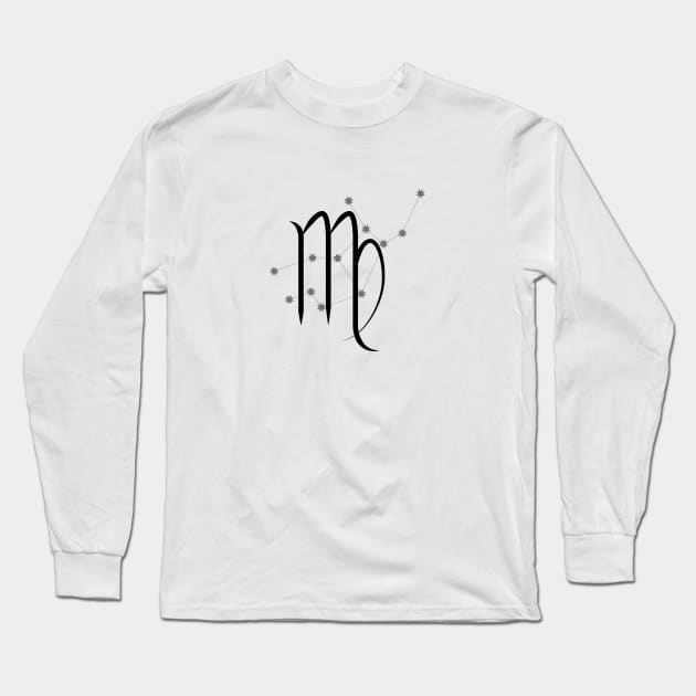 Virgo - Zodiac Sign Symbol and Constellation Long Sleeve T-Shirt by Red Fody